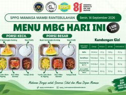 MBG SPPG Mamasa Mambi Rantebulahan Jangkau 2.520 Penerima, Menu Bergizi Disalurkan ke Sekolah dan Posyandu